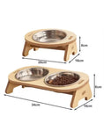Charger l'image dans la visionneuse de la galerie, Gamelle support incliné pour chien en bois avec deux bols en acier inoxydable pour facilité d'accès