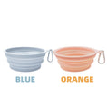 Charger l'image dans la visionneuse de la galerie, Gamelle voyage chat chien pliable en silicone bleu et orange avec crochet pour transport facile