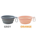 Charger l'image dans la visionneuse de la galerie, Gamelle voyage chat chien pliable grise et orange avec mousqueton pour transport facile