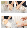 Carica l'immagine nel visualizzatore della galleria, Gant toilettage chat chien beige en action pour enlever les poils de chat blanc sur tapis gris