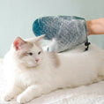 Carica l'immagine nel visualizzatore della galleria, Gant toilettage chat chien avec poils d'animaux recueillis utilisé sur un chat blanc pour un entretien facile