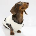 Charger l'image dans la visionneuse de la galerie, Chien teckel portant un gilet pour petit chien en matière douce blanche avec bordure noire