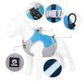 Charger l'image dans la visionneuse de la galerie, Gilet rafraîchissant pour chien bleu et gris avec attaches sécurisées et détails réfléchissants
