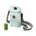 Charger l'image dans la visionneuse de la galerie, Gourde de voyage chien et chat bleue avec sangle à carreaux et distributeur de sacs pour promenade