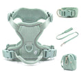 Charger l'image dans la visionneuse de la galerie, Harnais chien velours vert menthe avec laisse, collier et petite sacoche assortie Oscar et Plume