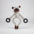 Carica l'immagine nel visualizzatore della galleria, Jouet à mordre pour chien en peluche et caoutchouc avec anneaux noirs Oscar et Plume
