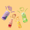Cargar la imagen en la vista de la galería, Jouet en caoutchouc chien chat en forme de bouteilles de jus de fruits multicolores avec illustrations