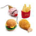 Cargar la imagen en la vista de la galería, Ensemble de jouets en peluche pour chien avec cornet de glace, frites, hamburger et morceau de poulet