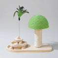 Cargar la imagen en la vista de la galería, Jouet pour chat en bois et sisal avec plume verte et spirale à billes pour amusement
