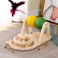 Cargar la imagen en la vista de la galería, Jouet pour chat en bois et sisal avec plume colorée pour divertissement félin