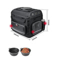 Load image into Gallery viewer, Sac moto pour chien noir avec plusieurs poches et bols pliables pour les repas