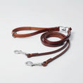 Charger l'image dans la visionneuse de la galerie, Laisse double pour chien en cuir marron avec doublure douce et attaches métalliques durables