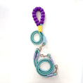 Charger l'image dans la visionneuse de la galerie, Laisse double pour chien en bleu et violet avec poignées confortables et mousquetons en métal durable