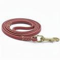 Charger l'image dans la visionneuse de la galerie, Laisse en cuir pour chien de couleur bordeaux avec attache en métal doré par Oscar et Plume