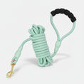 Load image into Gallery viewer, Laisse longe pour chien en vert menthe, résistante avec poignée confortable et mousqueton doré