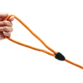 Charger l'image dans la visionneuse de la galerie, Laisse longue pour chien orange avec système de réglage noir tenue par une main