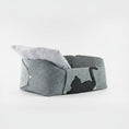Charger l'image dans la visionneuse de la galerie, Lit douillet pour chat en feutre gris avec coussin et motif de chat élégant