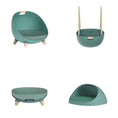 Charger l'image dans la visionneuse de la galerie, Lit multifonction pour chat vert avec coussin et pieds en bois par Oscar et Plume