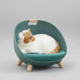 Charger l'image dans la visionneuse de la galerie, Lit multifonction pour chat vert avec coussin confortable et pieds en bois léger