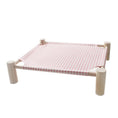 Load image into Gallery viewer, Lit pour chat en bois avec toile à carreaux rouges et blancs pour animaux confortables