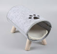 Carica l'immagine nel visualizzatore della galleria, Lit tunnel pour chat design gris avec motif patte et coussin doux Oscar et Plume