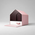 Charger l'image dans la visionneuse de la galerie, Litière design chat Oscar et Plume en forme de maison moderne couleur rose et noir