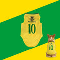 Load image into Gallery viewer, Maillot de football pour chien jaune avec le numéro 10 et logo du Brasil F.C.