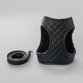 Carica l'immagine nel visualizzatore della galleria, Harnais réglable pour petit chien noir matelassé avec laisse assortie de la marque Oscar et Plume