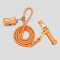Load image into Gallery viewer, Ensemble Collier en cuir durable personnalisable, laisse et distributeur de sac pour chien - Ensemble 3 pièces / XS