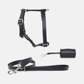 Carica l'immagine nel visualizzatore della galleria, Ensemble harnais, collier et sac en Cuir Vegan Pour Chien Oscar et Plume Noir / XS / XS