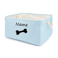 Load image into Gallery viewer, Panier de rangement pour chat et chien bleu clair avec poignée en corde et motif os noir personnalisé