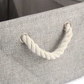 Load image into Gallery viewer, Panier de rangement pour chat et chien gris avec poignée en corde tressée robuste