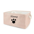 Load image into Gallery viewer, Panier de rangement pour chat et chien rose avec poignées en corde et motif patte personnalisable
