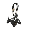 Load image into Gallery viewer, Porte-clés original teckel en cuir noir avec cordelette signé Oscar et Plume