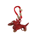 Load image into Gallery viewer, Porte-clés original teckel en cuir rouge avec œil blanc et attache corde rouge par Oscar et Plume