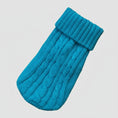 Carica l'immagine nel visualizzatore della galleria, Pull pour petit chien bleu turquoise en maille torsadée avec col roulé confortable