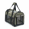 Load image into Gallery viewer, Sac transport chien chat Oscar et Plume vert avec fenêtre en filet pour bonne aération