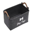 Load image into Gallery viewer, Panier en feutre gris avec poignées en bois pour rangement jouets pour chien et chat Oscar et Plume