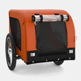 Load image into Gallery viewer, Remorque vélo chien orange Oscar et Plume avec fenêtre en filet et roues robustes