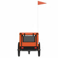 Load image into Gallery viewer, Remorque vélo chien orange Oscar et Plume avec fenêtres en filet et drapeau de sécurité