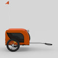 Load image into Gallery viewer, Remorque vélo chien orange avec grandes roues et fenêtre en filet pour sécurité et confort