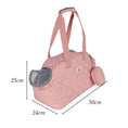 Load image into Gallery viewer, Sac imperméable chien chat rose matelassé avec fenêtre en filet et double anse Oscar et Plume