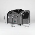 Load image into Gallery viewer, Sac a dos transport chien chat gris avec poches avant et ouverture latérale en filet
