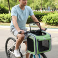 Charger l'image dans la visionneuse de la galerie, Sac de transport chat et chien Oscar et Plume vert fixé au guidon d'un vélo pour animaux
