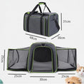 Load image into Gallery viewer, Sac de transport pliable pour chat et chien gris avec anses noires et compartiments en maille