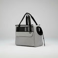 Load image into Gallery viewer, Sac de voyage pour chien gris avec poignée noire et ouverture latérale pour la tête