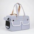 Cargar la imagen en la vista de la galería, Sac transport chat design gris clair avec poches avant et anses doubles Oscar et Plume