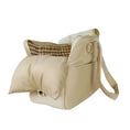 Load image into Gallery viewer, Sac voyage pour petit chien beige avec coussin confortable et doublure à carreaux par Oscar et Plume