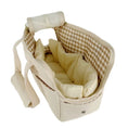 Load image into Gallery viewer, Sac voyage pour petit chien beige Oscar et Plume avec intérieur doux matelassé et anse réglable