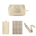 Load image into Gallery viewer, Sac voyage pour petit chien beige avec matelas, coussin et bandoulière réglable par Oscar et Plume